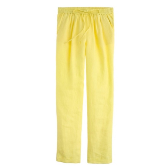J.Crew Yellow Drapey Drawstring Linen Size Pants 00 - Picture 10 of 10
